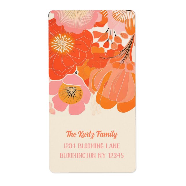Elegant Coral Pink Poppy Flower Unique Address (Front)