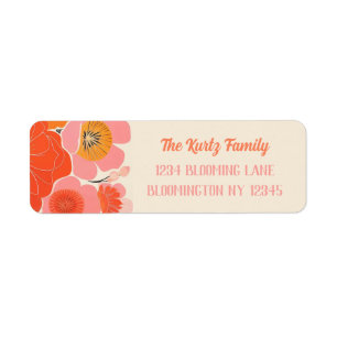 Elegant Coral Pink Poppy Flower Unique Address Return Address Label