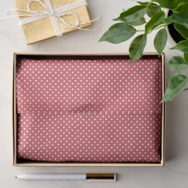 Elegant Coral Pink Red Polka Dots Pattern Tissue Paper (Gift)
