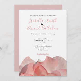 Elegant Coral Pink Rose Floral Wedding Invitation