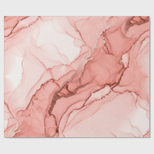 Elegant Coral Pink Rose Gold Marble Wrapping Paper
