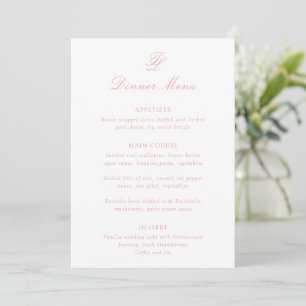 Elegant Coral Pink Traditional Wedding Menu