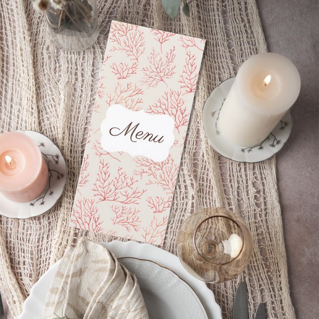 Elegant Coral Reef Wedding Menu Card (Creator Uploaded)