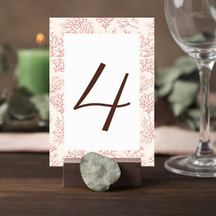 Elegant Coral Reef Wedding Table Number Card