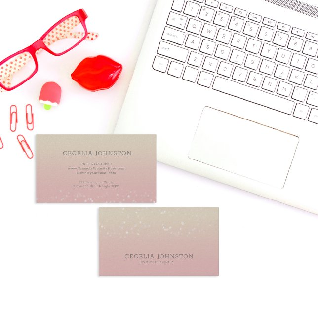 Elegant Coral Sparkle Gradient Business Card (Creator Uploaded)