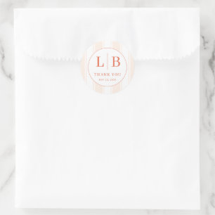 Elegant Coral Thank You Note Classic Round Sticker