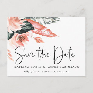 Elegant Coral Tropics Save the Date Announcement Postcard
