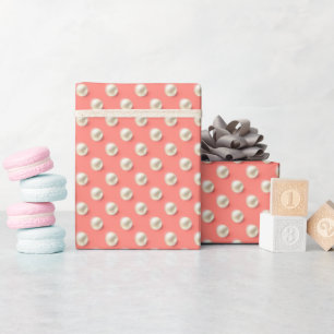 Elegant Coral Wrapping Paper with Pearl Accents
