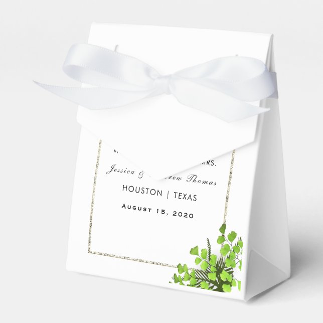 Elegant Corner Fern Decoration Wedding Favour Box (Front Side)