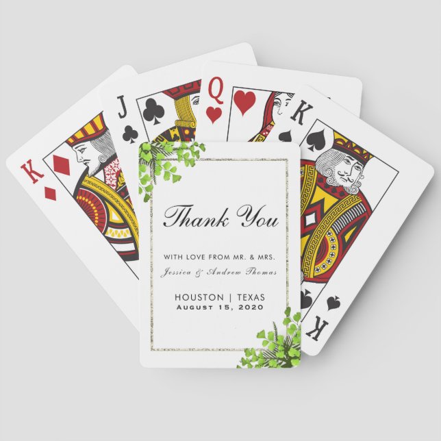 Elegant Corner Fern Decoration Wedding Favour Playing Cards (Back)