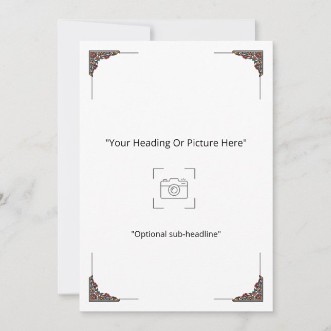 Elegant Corner Ornament Custom Card (Front)