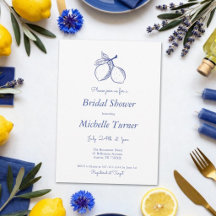 Elegant Cornflower Blue Lemon Bridal Shower