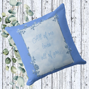 Elegant Cornflower Blue Sparkle Frame Valentine  Cushion