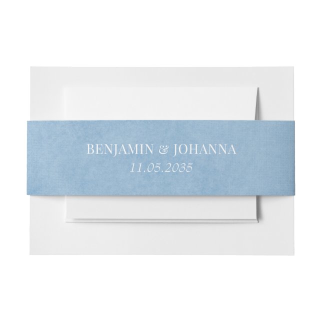 Elegant Cornflower Blue Wedding Custom Invitation Belly Band (Front Example)