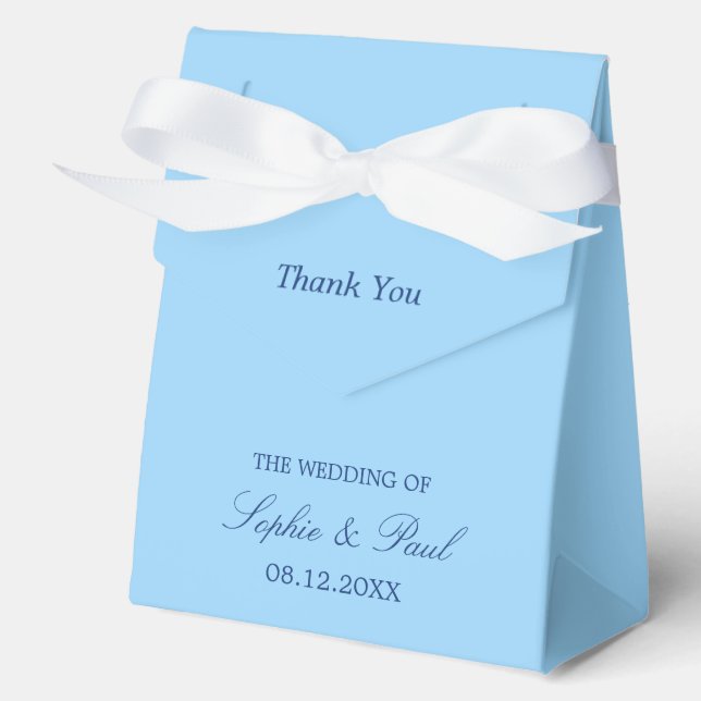 Elegant Cornflower Blue Wedding Favour Box (Front)