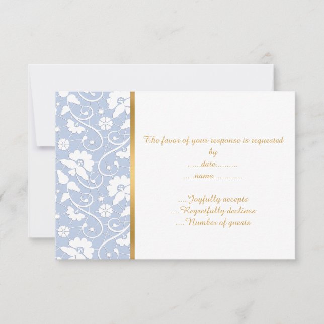 ELEGANT CORNFLOWER BLUE WHITE LACE CUSTOM RSVP 2 CARD (Front)