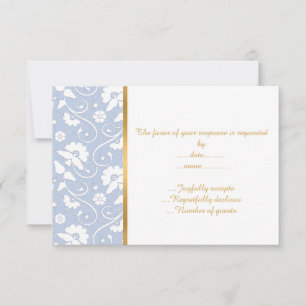 ELEGANT CORNFLOWER BLUE WHITE LACE CUSTOM RSVP 2 CARD