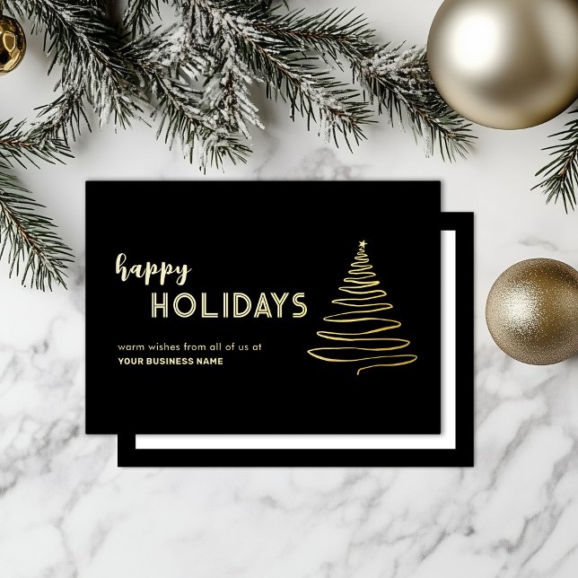 Elegant Corporate Black Gold Foil Holiday Card (Creator Uploaded)