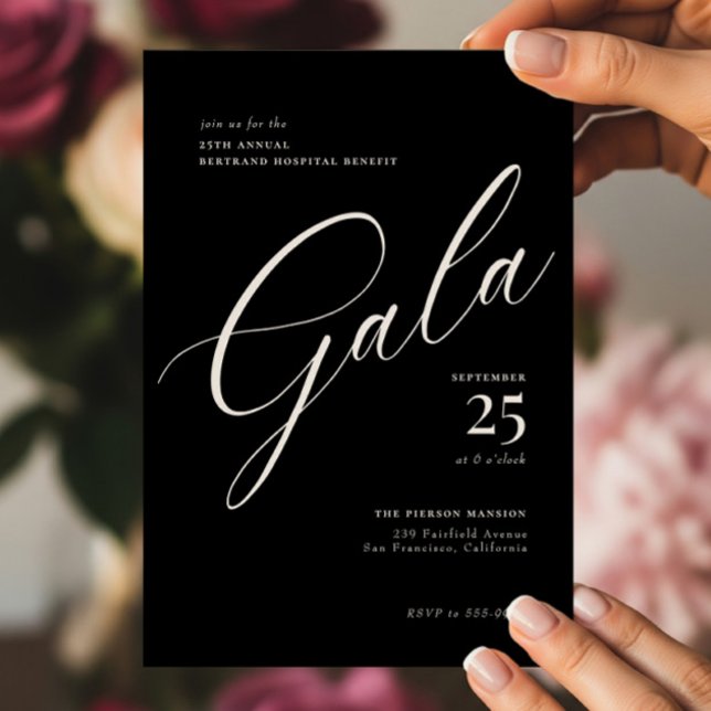 Elegant Corporate Black Tie Calligraphy Gala Invitation (Creator Uploaded)