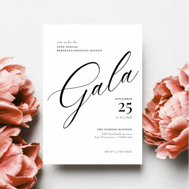 Elegant Corporate Black Tie Calligraphy Gala Invitation (Creator Uploaded)