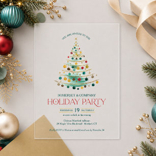 Elegant Corporate Business Christmas Holiday Party Acrylic Invitations