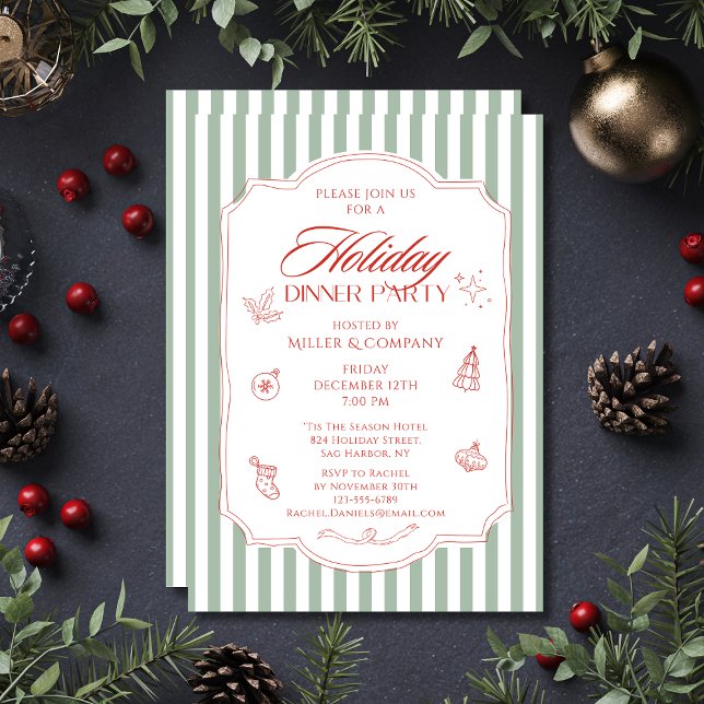 Elegant Corporate Christmas Holiday Dinner Party Invitation (Creator Uploaded)