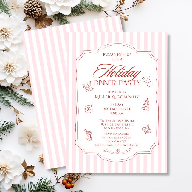 Elegant Corporate Christmas Holiday Dinner Party Invitation (Creator Uploaded)