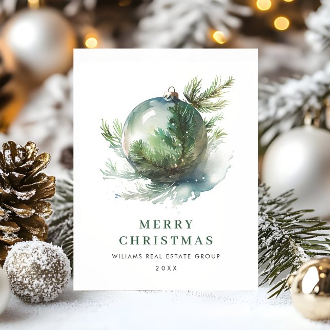 Elegant Corporate Christmas Ornament Holiday Postcard (Creator Uploaded)