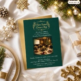 Elegant Corporate Christmas Party Green  Invitation