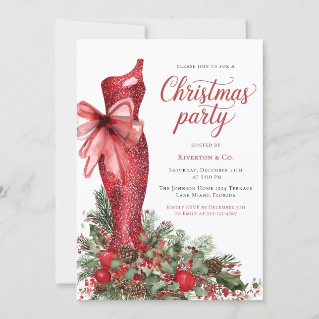 Elegant Corporate Christmas Party Invitation (Front)