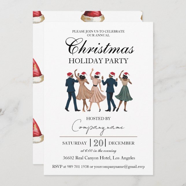 Elegant Corporate Christmas Party Retro Dance Invitation (Front/Back)