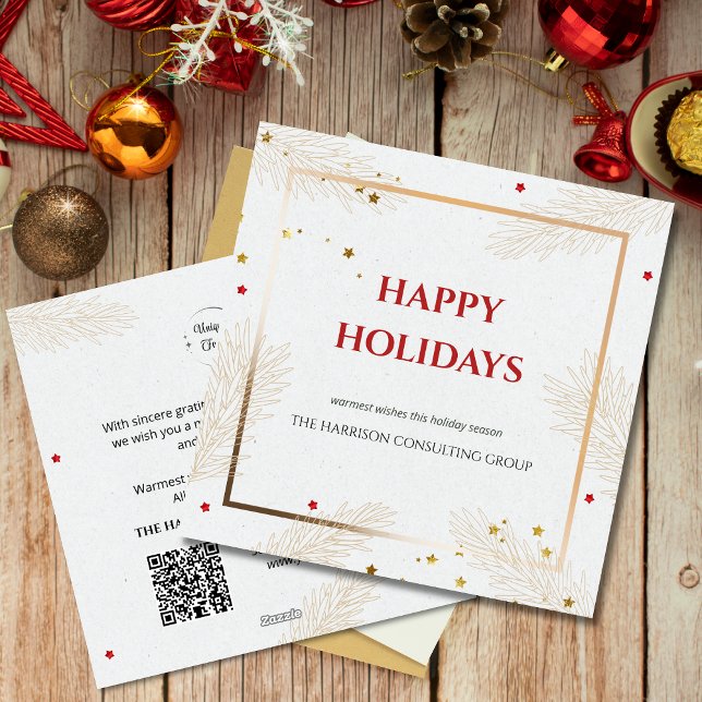 Elegant Corporate custom Logo QR Code Christmas  Holiday Card (Creator Uploaded)