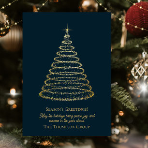 Elegant Corporate Gold Christmas Tree Holiday Card