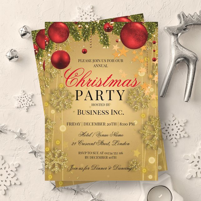 ELEGANT Corporate Gold Winter Glam Christmas Party Invitation (ELEGANT Corporate Gold Winter Glam Christmas Party Invitation)