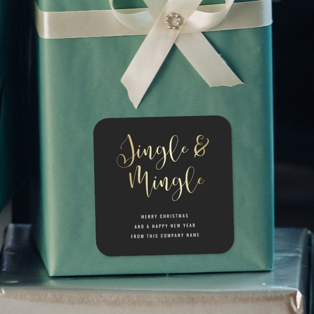 Elegant Corporate Jingle & Mingle Party Square Sticker (The Square Sticker Mock-up)