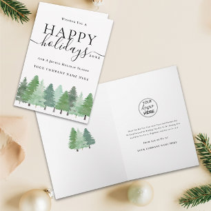 Elegant Corporate logo Christmas Winter Woodland Holiday Card