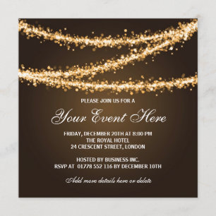 Elegant Corporate Party Gold String Lights Invitation