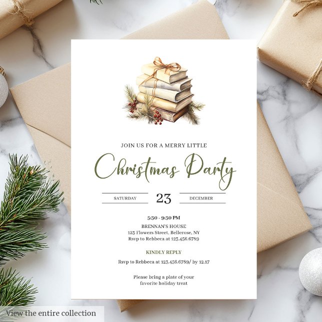 Elegant Cosiness Olive Beige Nordic Christmas Book Invitation (Elegant Coziness Olive Beige Nordic Christmas Party)