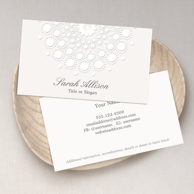 Elegant Cosmetologist White Salon and Spa Business Card (Creator Uploaded)