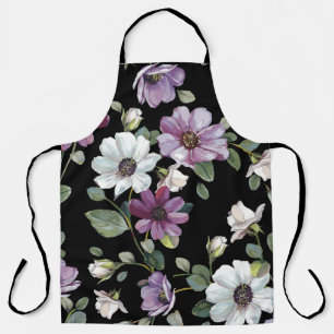 Elegant Cosmos Flowers: Watercolor Seamless. Apron
