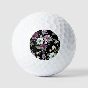 Elegant Cosmos Flowers: Watercolor Seamless. Golf Balls