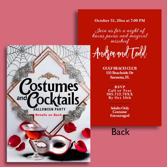 Elegant Costumes and cocktails Halloween Party Invitation (Creator Uploaded)