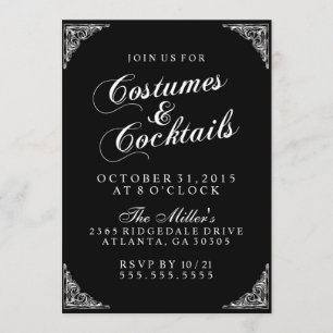 Elegant Costumes and Cocktails Halloween Party Invitation