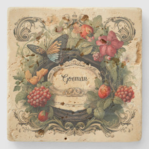 Elegant Cottagecore Botanical Garden Personalised Stone Coaster