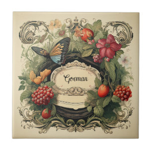 Elegant Cottagecore Botanical Garden Personalized Ceramic Tile