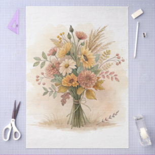 Elegant Cottagecore Fall Floral Bouquet Decoupage Tissue Paper