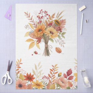 Elegant Cottagecore Fall Floral Bouquet Decoupage Tissue Paper