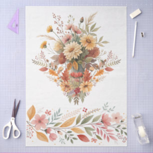 Elegant Cottagecore Fall Floral Bouquet Decoupage Tissue Paper