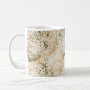 Elegant Cottagecore Marble Botanical Home Decor Coffee Mug