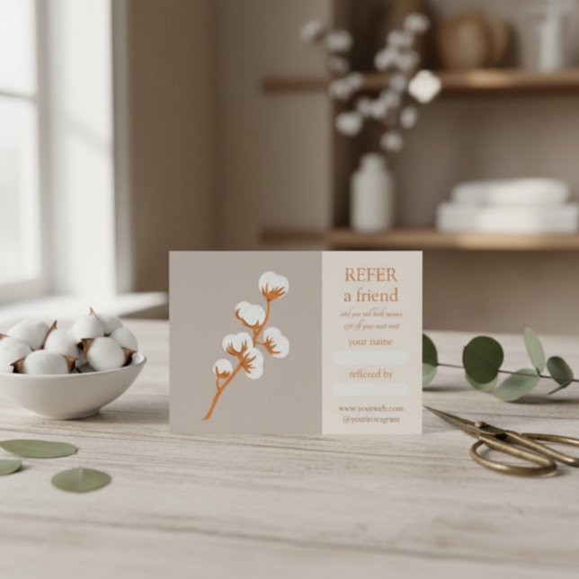 Elegant Cotton Branch Referral Card  (Creator Uploaded)